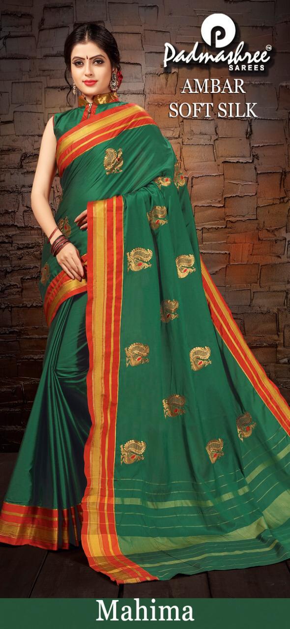 Amber Soft Silk By Padmashree Sarees Indian Traditional Wear Collection Beautiful Stylish Fancy Colorful Party Wear & Occasional Wear Pure Cotton Silk Sarees At Wholesale Price