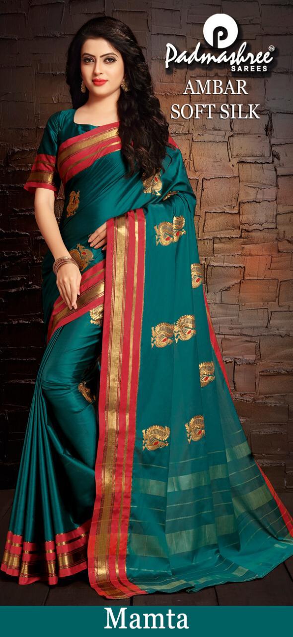 Amber Soft Silk By Padmashree Sarees Indian Traditional Wear Collection Beautiful Stylish Fancy Colorful Party Wear & Occasional Wear Pure Cotton Silk Sarees At Wholesale Price