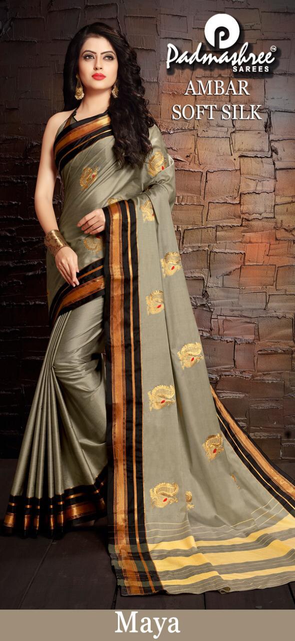Amber Soft Silk By Padmashree Sarees Indian Traditional Wear Collection Beautiful Stylish Fancy Colorful Party Wear & Occasional Wear Pure Cotton Silk Sarees At Wholesale Price