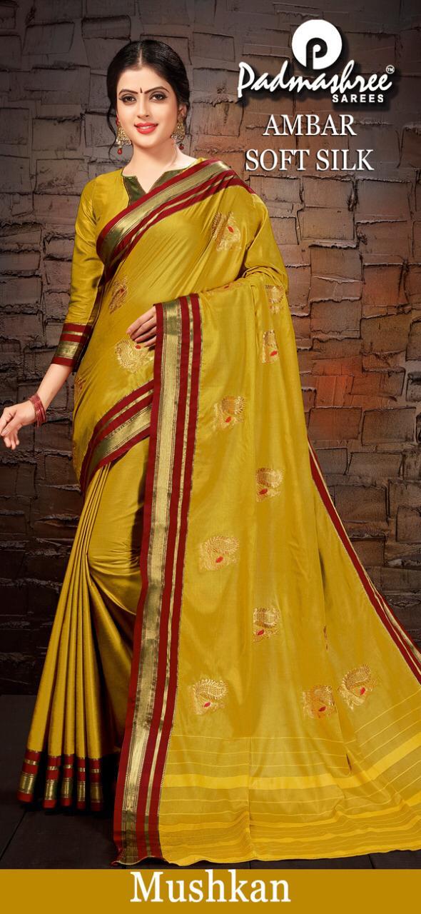 Amber Soft Silk By Padmashree Sarees Indian Traditional Wear Collection Beautiful Stylish Fancy Colorful Party Wear & Occasional Wear Pure Cotton Silk Sarees At Wholesale Price