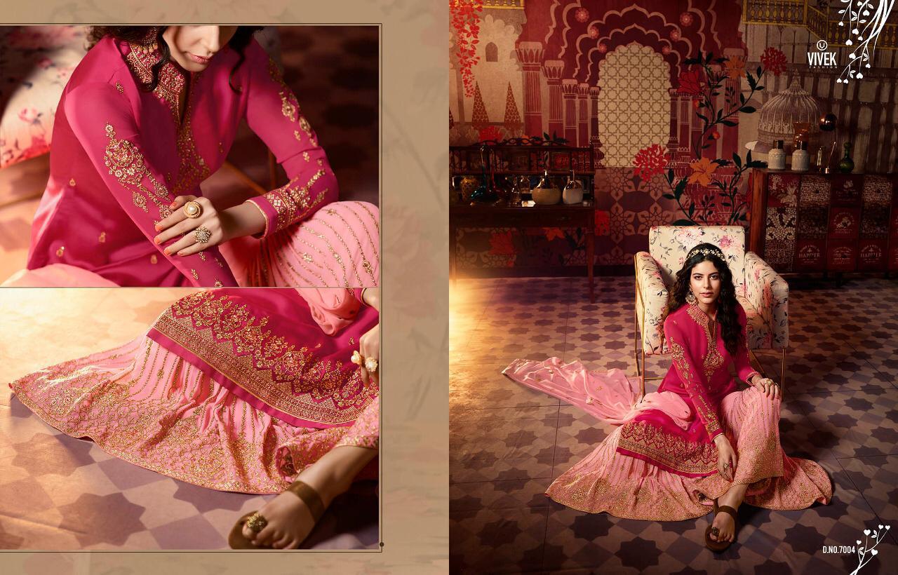Ameen Vol-2 By Vivek Creation 7001 To 7008 Series Beautiful Suits Stylish Fancy Colorful Casual Wear & Ethnic Wear Collection Satin Georgette Embroidered Dresses At Wholesale Price