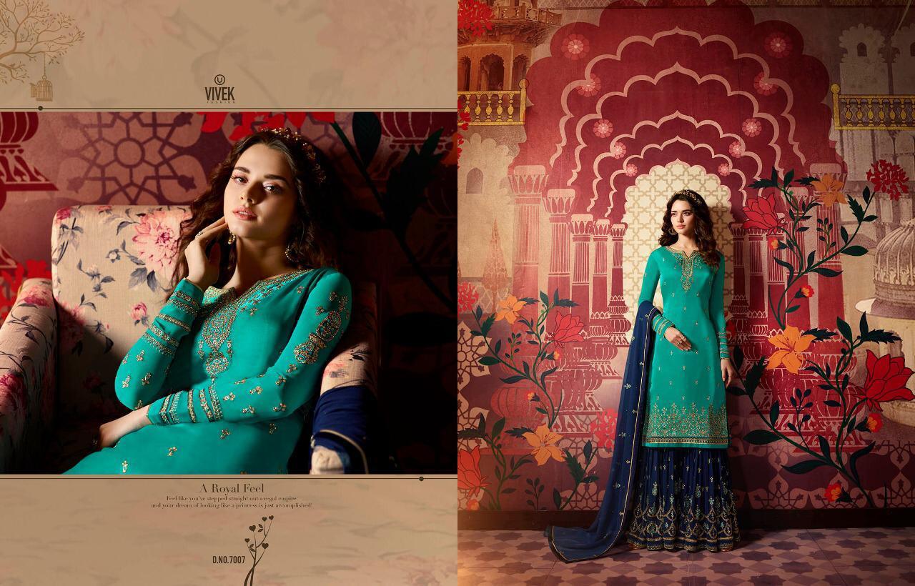 Ameen Vol-2 By Vivek Creation 7001 To 7008 Series Beautiful Suits Stylish Fancy Colorful Casual Wear & Ethnic Wear Collection Satin Georgette Embroidered Dresses At Wholesale Price