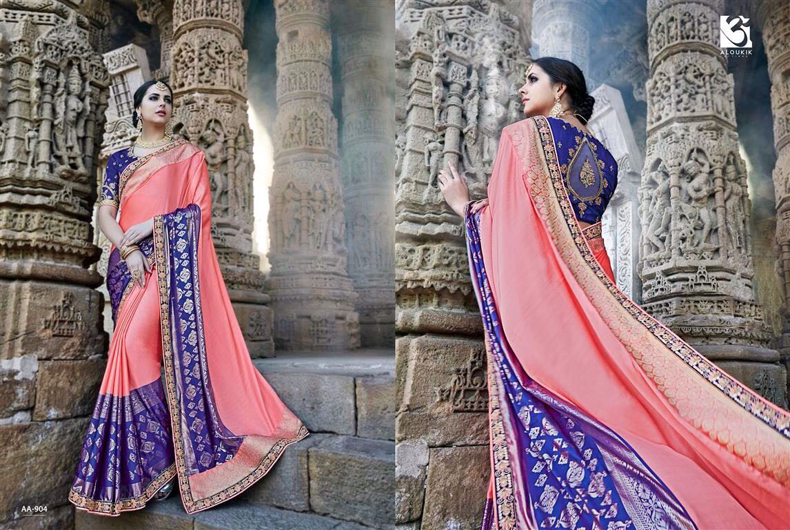 Ameya By Aloukik Attires 901 To 909 Series Designer Wedding Collection Colorful Stylish Fancy Beautiful Party Wear & Occasional Wear Fancy Embroidered Sarees At Wholesale Price