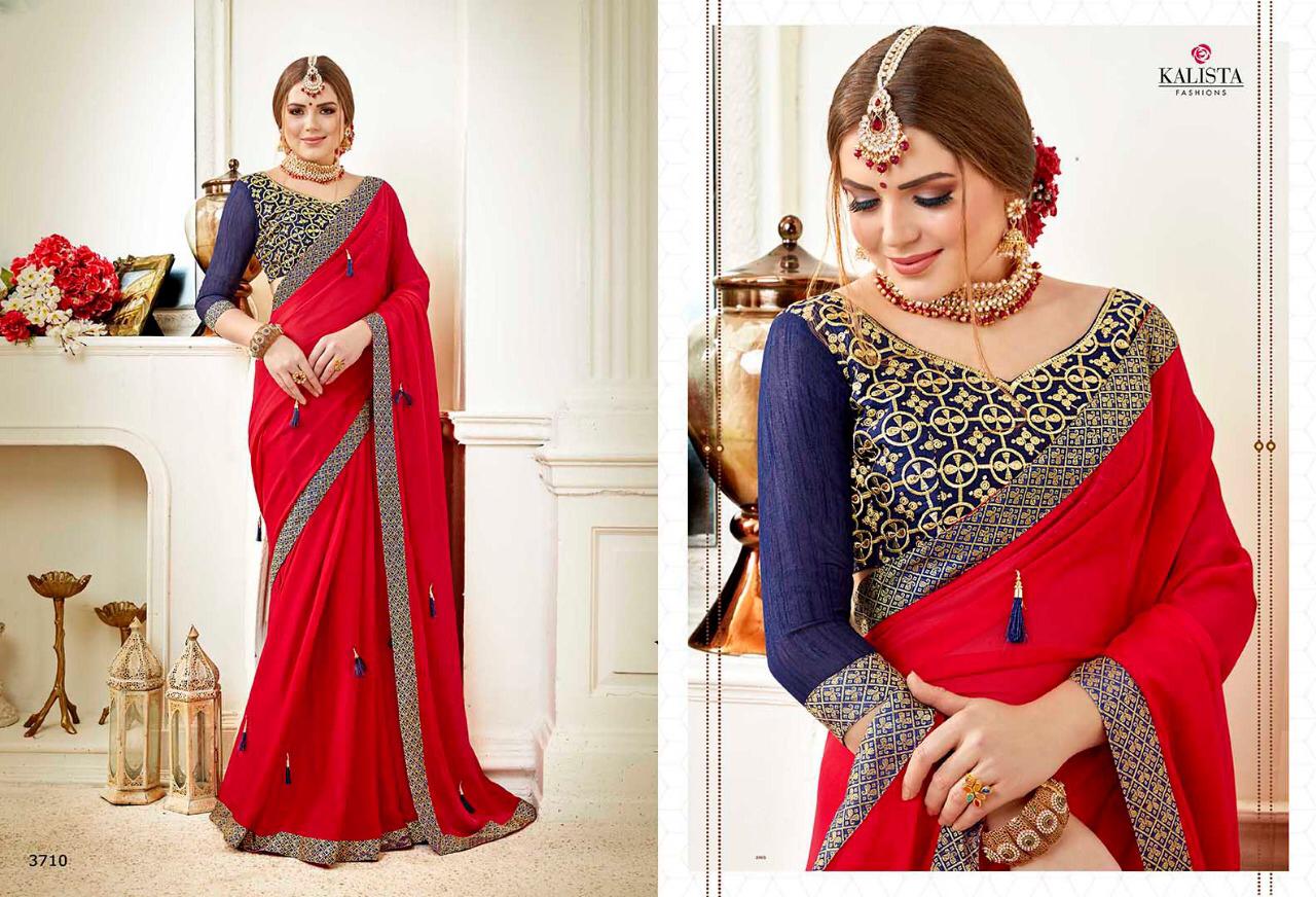 Angel Vol-2 By Kalista Fashion 3710 To 3717 Series Indian Traditional Wear Collection Beautiful Stylish Fancy Colorful Party Wear & Occasional Wear Fancy Embroidered Sarees At Wholesale Price