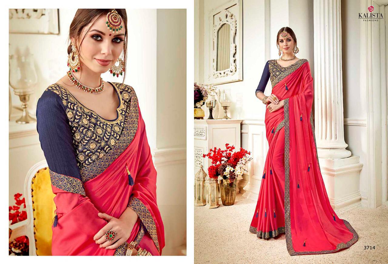 Angel Vol-2 By Kalista Fashion 3710 To 3717 Series Indian Traditional Wear Collection Beautiful Stylish Fancy Colorful Party Wear & Occasional Wear Fancy Embroidered Sarees At Wholesale Price