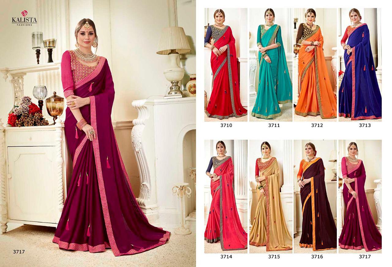 Angel Vol-2 By Kalista Fashion 3710 To 3717 Series Indian Traditional Wear Collection Beautiful Stylish Fancy Colorful Party Wear & Occasional Wear Fancy Embroidered Sarees At Wholesale Price