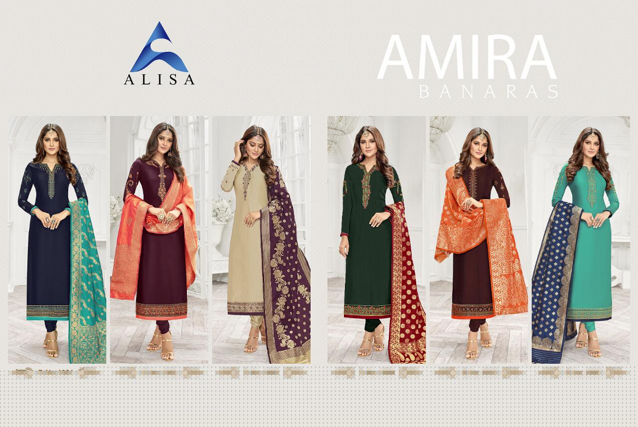 Amira By Alisa 1001 To 1006 Series Indian Traditional Wear Collection Beautiful Stylish Fancy Colorful Party Wear & Occasional Wear Satin Georgette At Wholesale Price