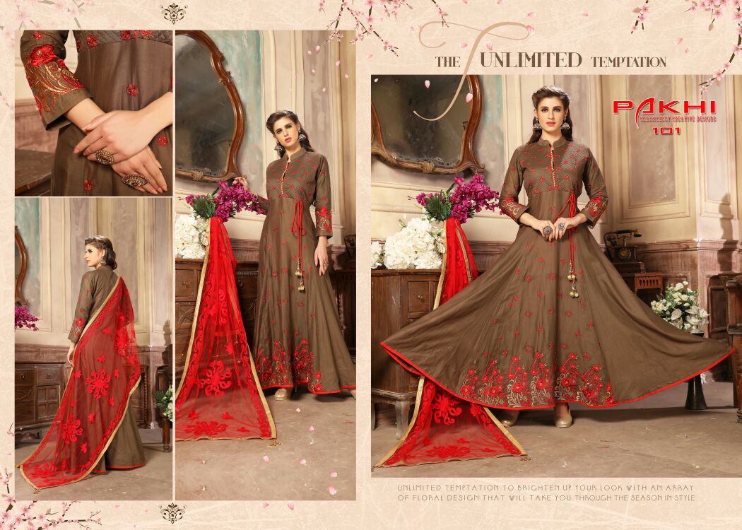 Amira By Pakhi 101 To 109 Series Designer Anarkali Suits Beautiful Stylish Fancy Colorful Party Wear & Occasional Wear Heavy Cotton Cambric Dresses At Wholesale Price