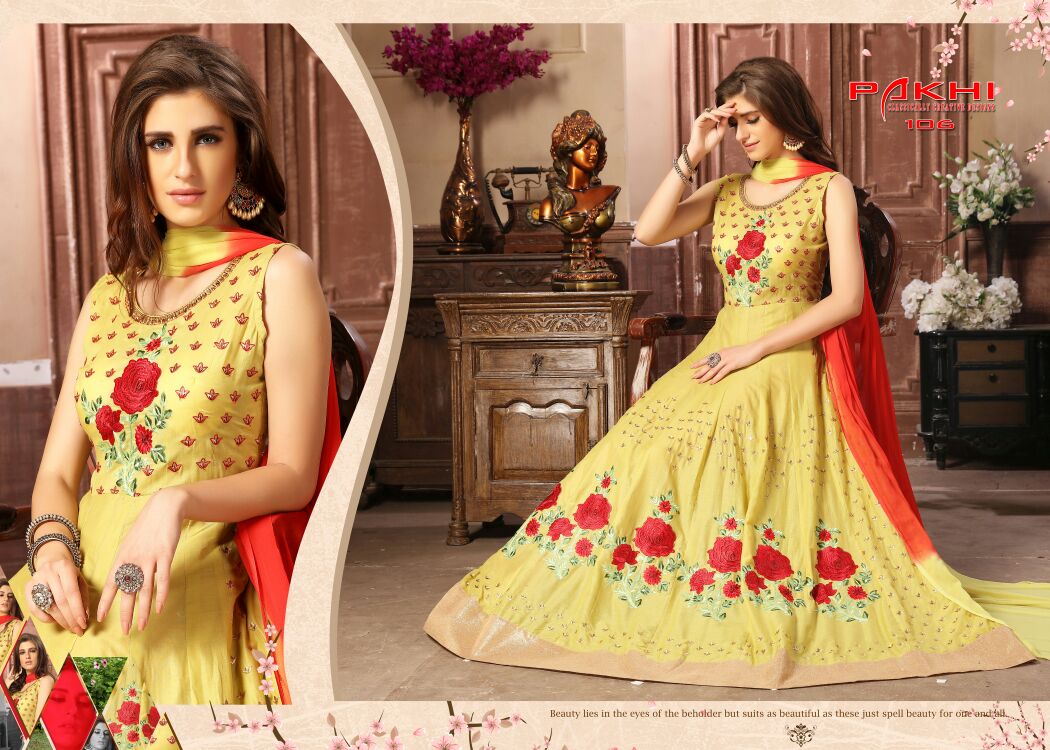 Amira By Pakhi 101 To 109 Series Designer Anarkali Suits Beautiful Stylish Fancy Colorful Party Wear & Occasional Wear Heavy Cotton Cambric Dresses At Wholesale Price