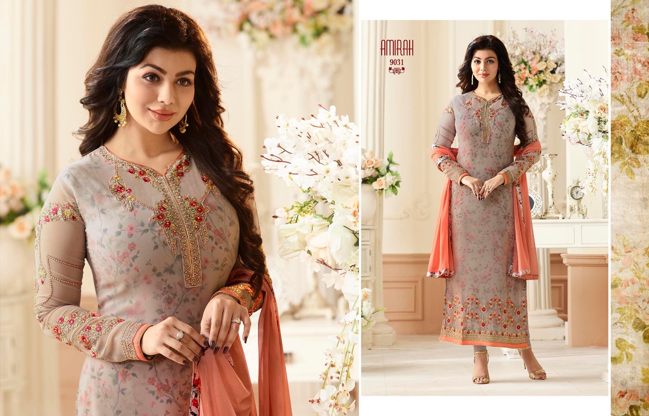 Amirah Vol-3 By Amirah 9031 To 9038 Series Designer Beautiful Fancy Colorful Party Wear & Occasional Wear Faux Georgette Embroidered Dresses At Wholesale Price