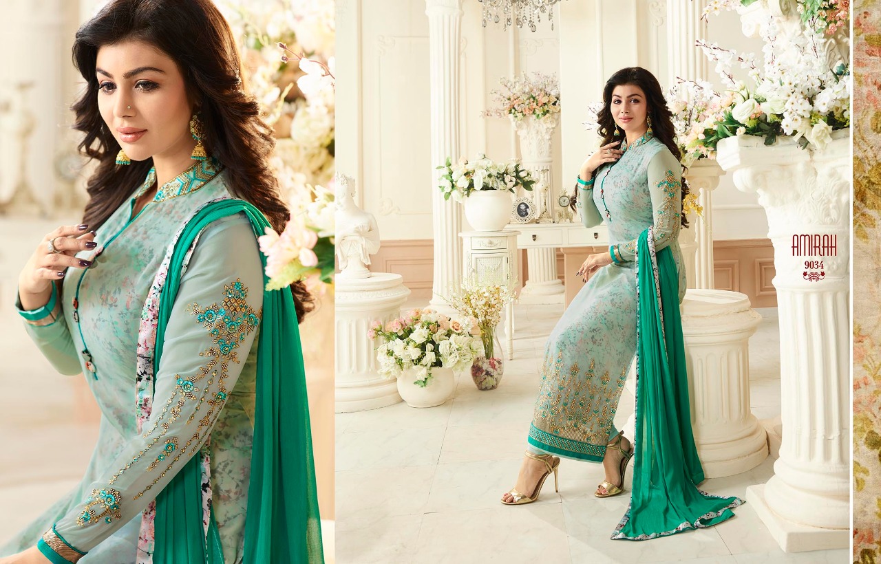 Amirah Vol-3 By Amirah 9031 To 9038 Series Designer Beautiful Fancy Colorful Party Wear & Occasional Wear Faux Georgette Embroidered Dresses At Wholesale Price