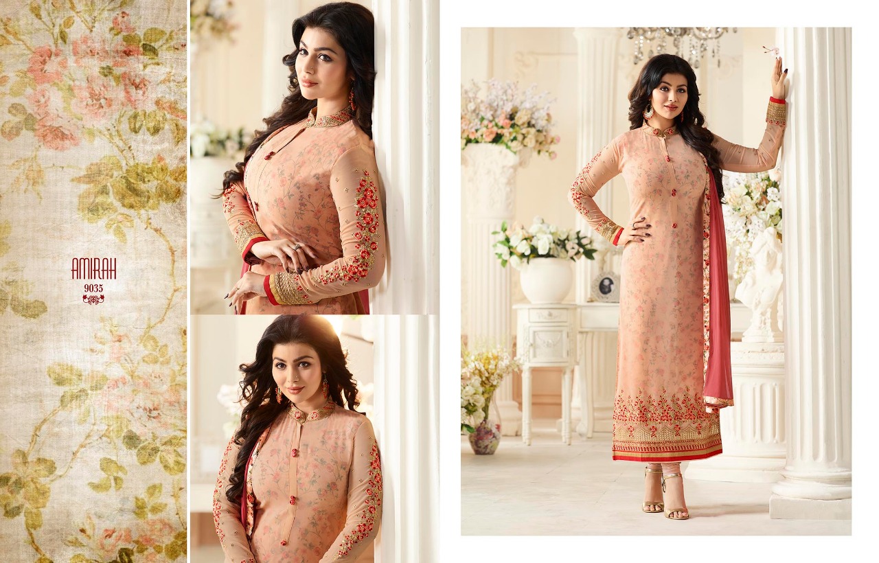 Amirah Vol-3 By Amirah 9031 To 9038 Series Designer Beautiful Fancy Colorful Party Wear & Occasional Wear Faux Georgette Embroidered Dresses At Wholesale Price
