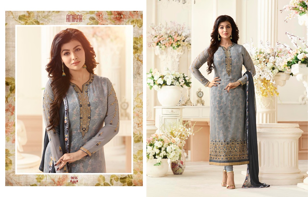 Amirah Vol-3 By Amirah 9031 To 9038 Series Designer Beautiful Fancy Colorful Party Wear & Occasional Wear Faux Georgette Embroidered Dresses At Wholesale Price