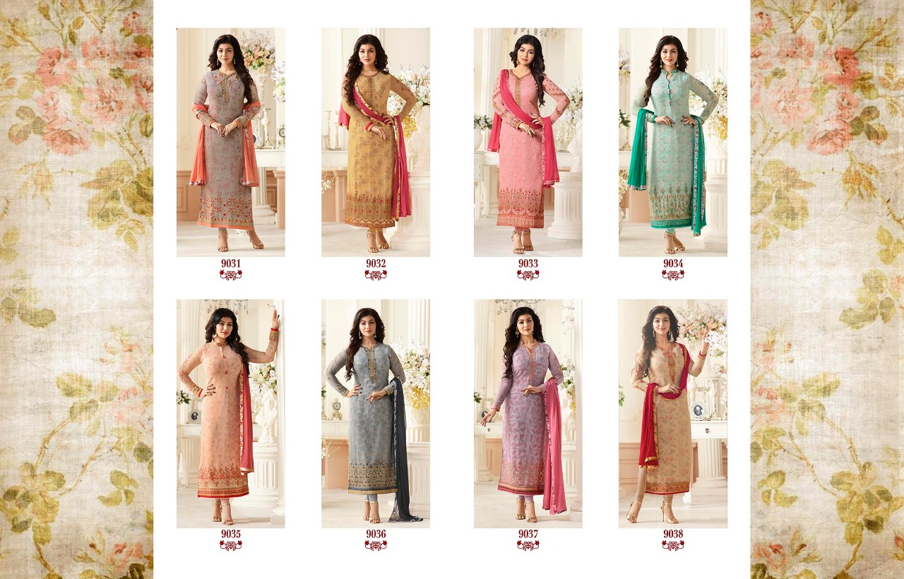 Amirah Vol-3 By Amirah 9031 To 9038 Series Designer Beautiful Fancy Colorful Party Wear & Occasional Wear Faux Georgette Embroidered Dresses At Wholesale Price