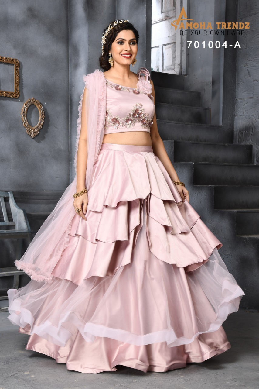 Amoha Trendz Hit Design 70274 By Amoha Trendz Designer Wedding Collection Colorful Stylish Fancy Beautiful Party Wear & Occasional Wear Lycra Lehengas At Wholesale Price