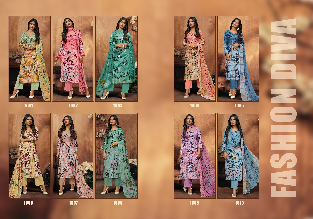 Amora By Shri Vijay 1001 To 1010 Series Indian Traditional Wear Collection Beautiful Stylish Fancy Colorful Party Wear & Occasional Wear Cambric Cotton Digital Printed Dress At Wholesale Price