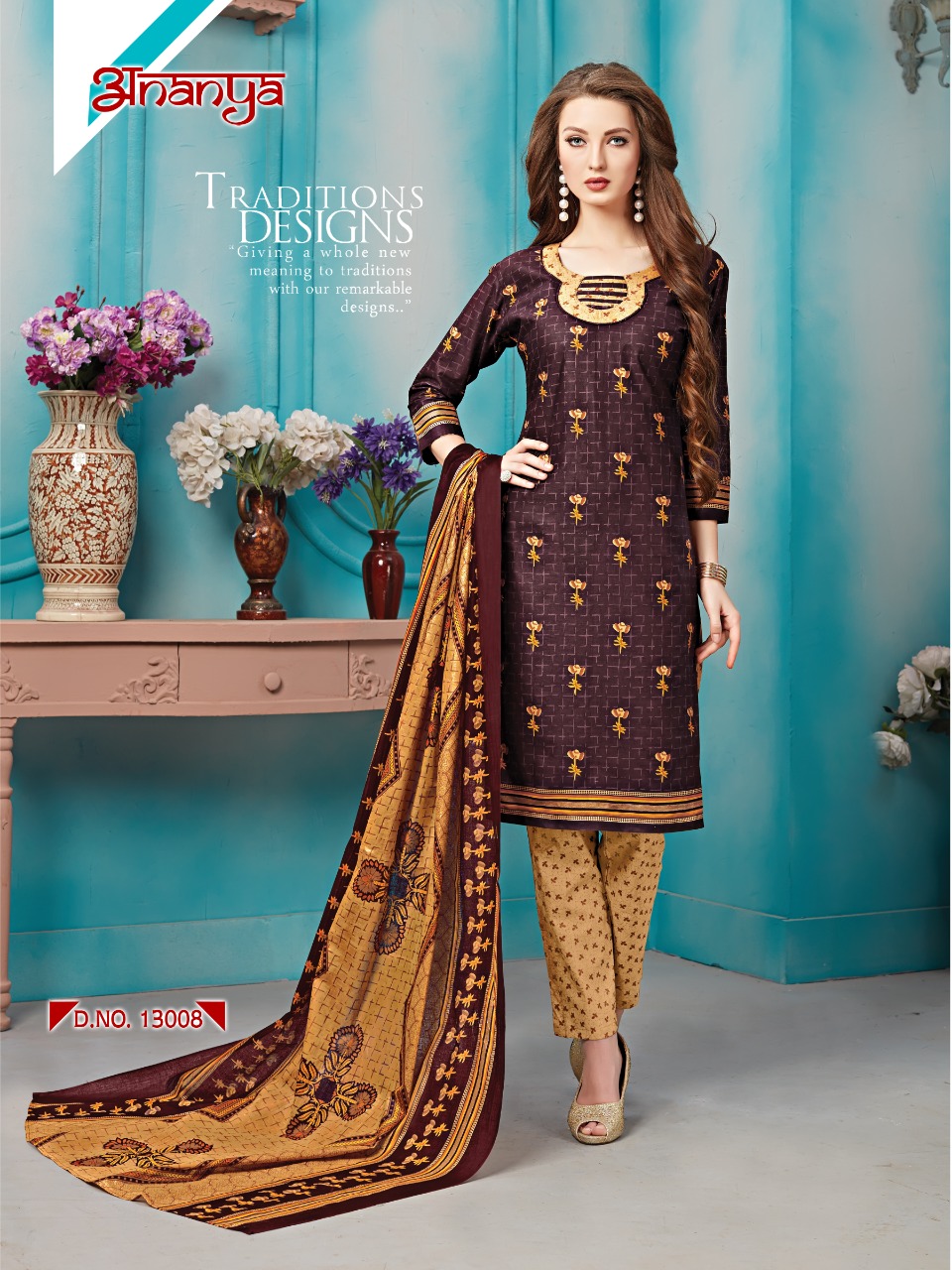 Ananya Vol-13 By Ganesha 13005 To 13016 Series Indian Traditional Wear Collection Beautiful Stylish Fancy Colorful Party Wear & Occasional Wear Cotton Printed Dress At Wholesale Price