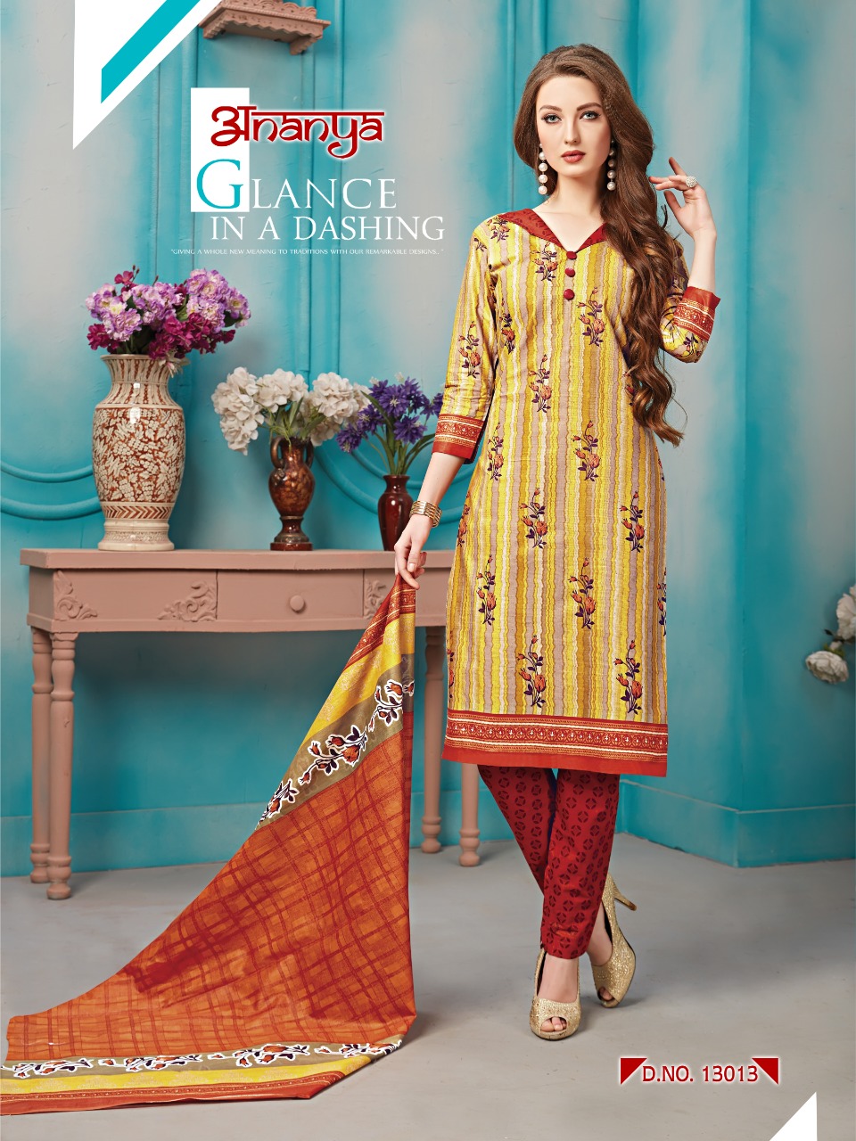 Ananya Vol-13 By Ganesha 13005 To 13016 Series Indian Traditional Wear Collection Beautiful Stylish Fancy Colorful Party Wear & Occasional Wear Cotton Printed Dress At Wholesale Price