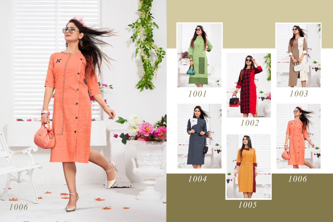 Ananya By Gopinath Fashion 1001 To 1006 Series Stylish Fancy Beautiful Colorful Casual Wear & Ethnic Wear Cotton Printed Kurtis At Wholesale Price