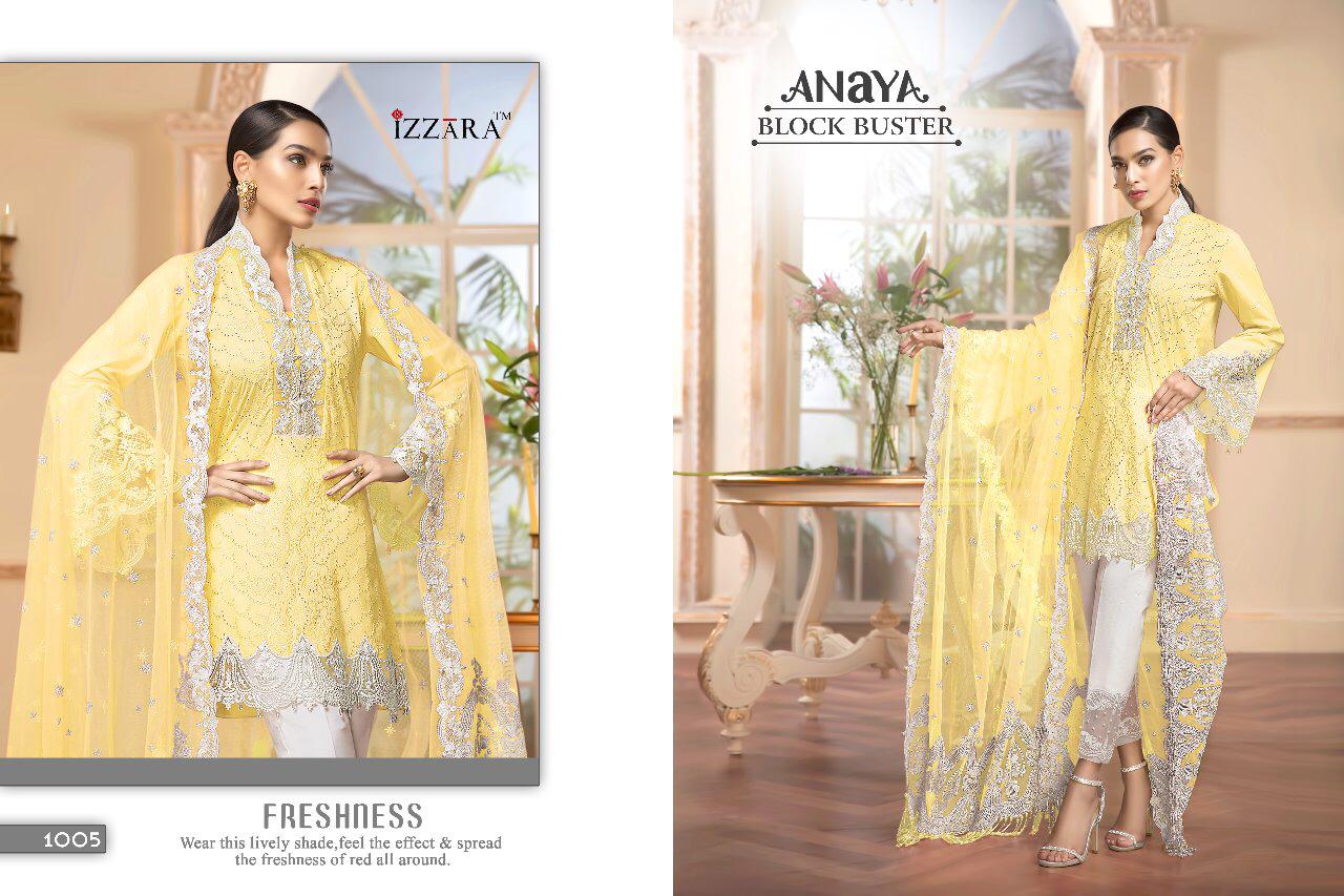 Anaya Block Buster By Izzara 1003 To 1008 Series Designer Pakistani Suits Beautiful Stylish Fancy Colorful Party Wear & Occasional Wear Pure Cambric Cotton Dresses At Wholesale Price