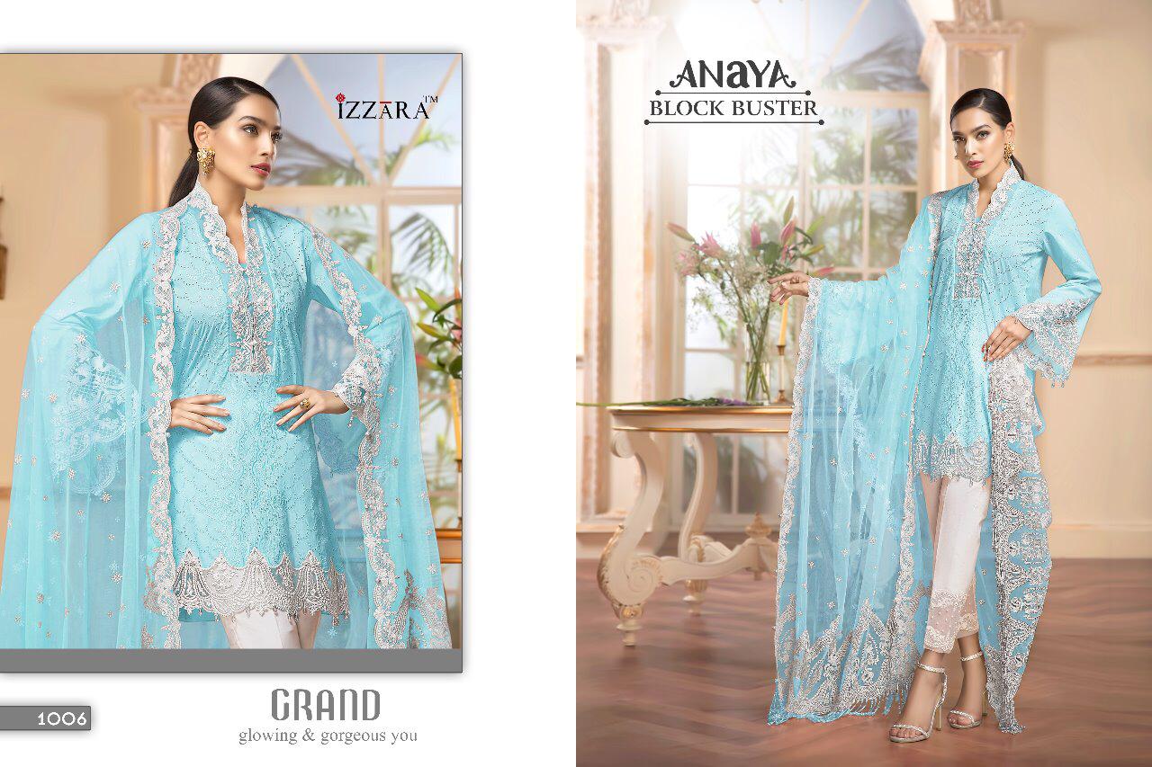 Anaya Block Buster By Izzara 1003 To 1008 Series Designer Pakistani Suits Beautiful Stylish Fancy Colorful Party Wear & Occasional Wear Pure Cambric Cotton Dresses At Wholesale Price