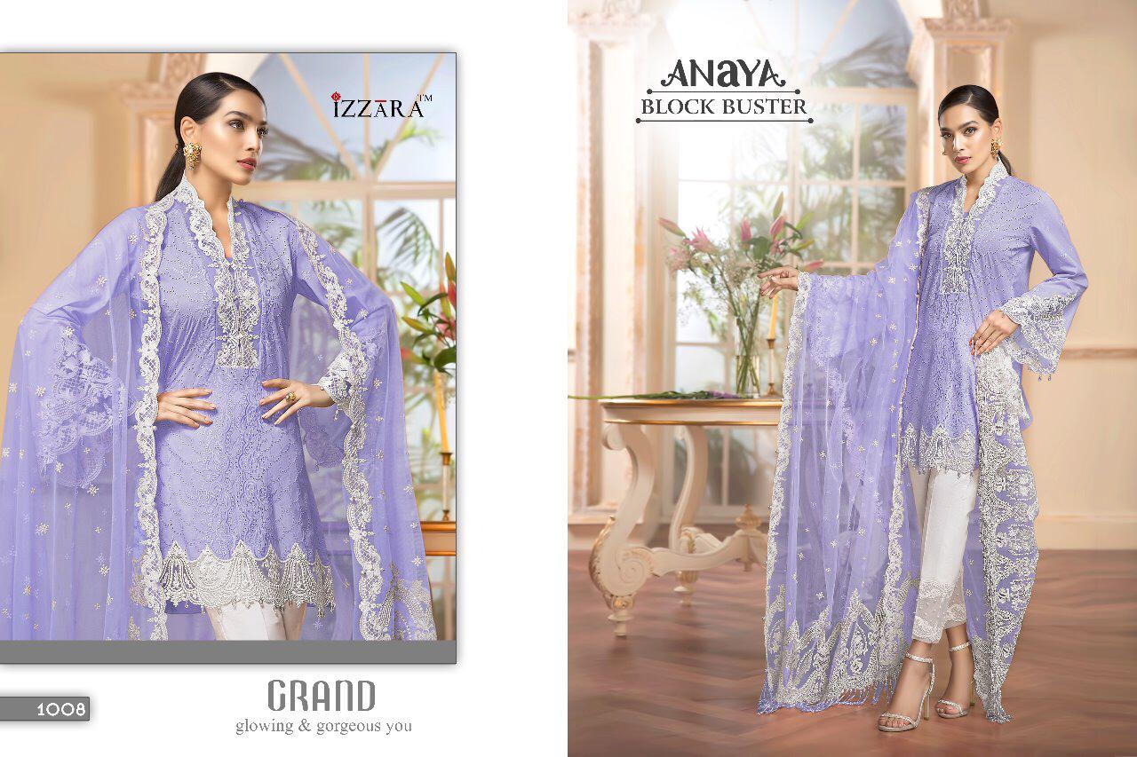 Anaya Block Buster By Izzara 1003 To 1008 Series Designer Pakistani Suits Beautiful Stylish Fancy Colorful Party Wear & Occasional Wear Pure Cambric Cotton Dresses At Wholesale Price