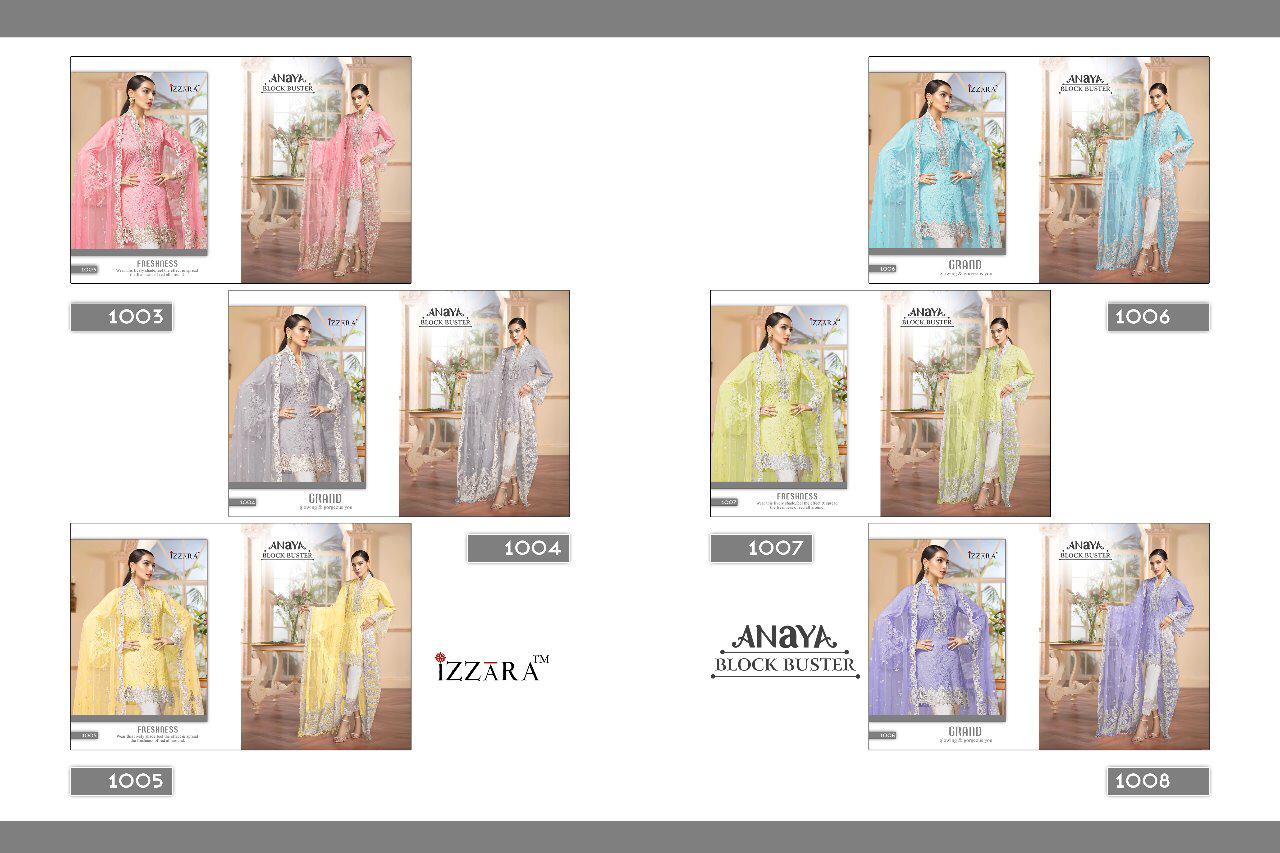 Anaya Block Buster By Izzara 1003 To 1008 Series Designer Pakistani Suits Beautiful Stylish Fancy Colorful Party Wear & Occasional Wear Pure Cambric Cotton Dresses At Wholesale Price