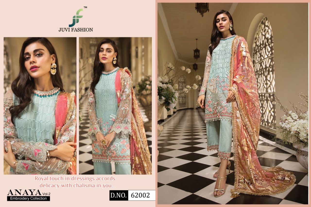 Anaya Embroidery Collection Vol-2 By Juvi Fashion 62001 To 62006 Series Beautiful Pakistani Suits Stylish Fancy Colorful Party Wear & Ethnic Wear Faux Georgette With Heavy Embroidery Dresses At Wholesale Price