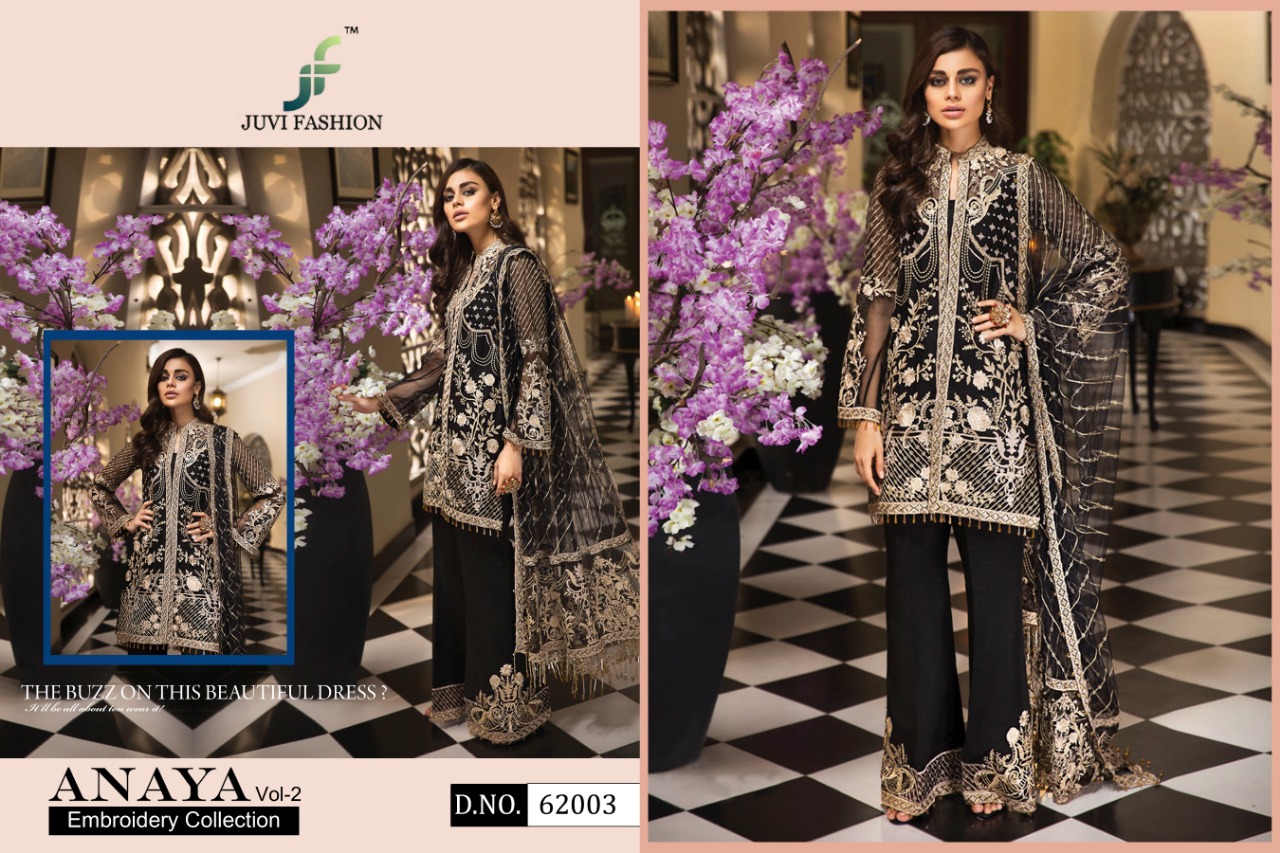 Anaya Embroidery Collection Vol-2 By Juvi Fashion 62001 To 62006 Series Beautiful Pakistani Suits Stylish Fancy Colorful Party Wear & Ethnic Wear Faux Georgette With Heavy Embroidery Dresses At Wholesale Price