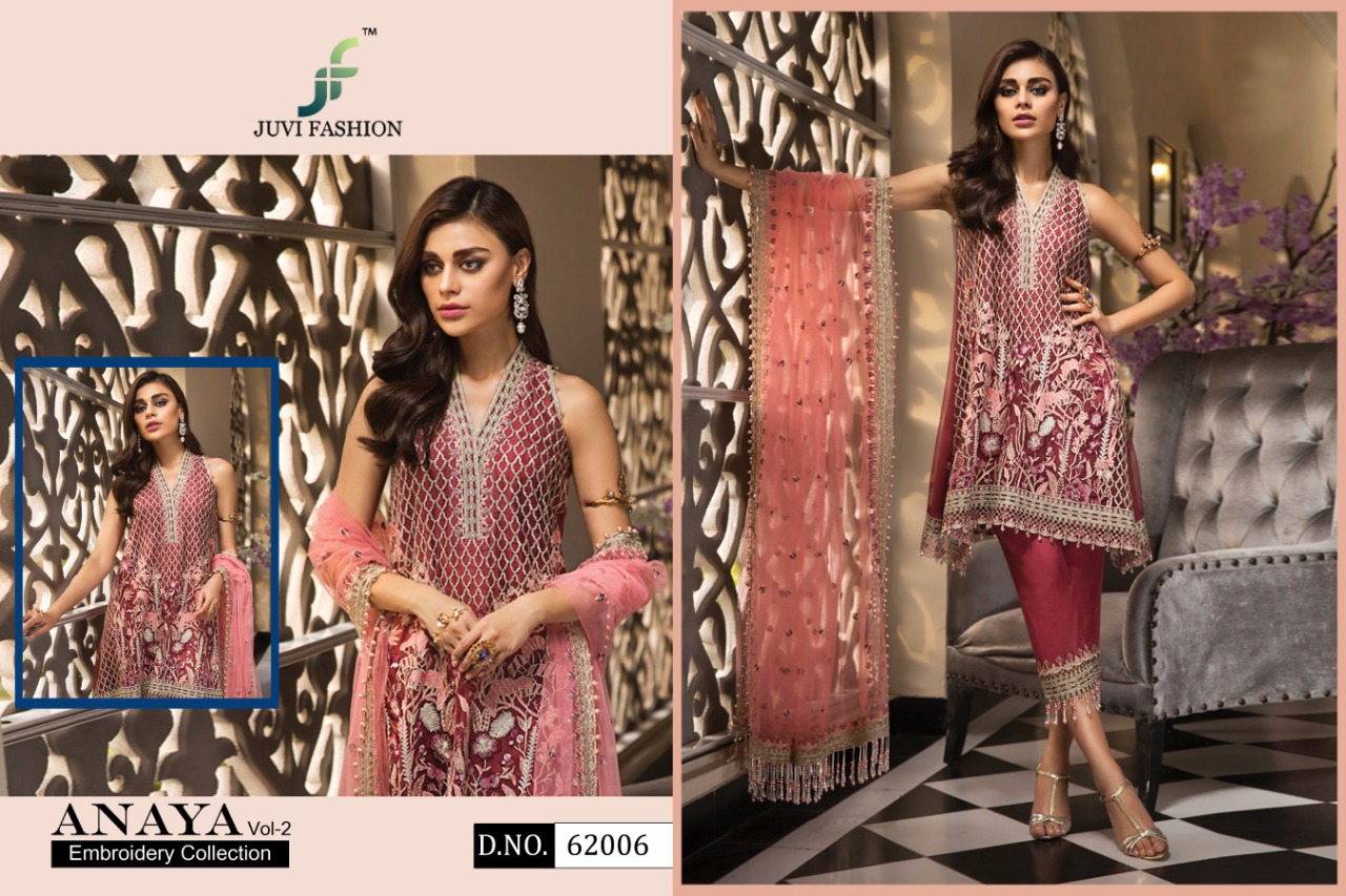 Anaya Embroidery Collection Vol-2 By Juvi Fashion 62001 To 62006 Series Beautiful Pakistani Suits Stylish Fancy Colorful Party Wear & Ethnic Wear Faux Georgette With Heavy Embroidery Dresses At Wholesale Price