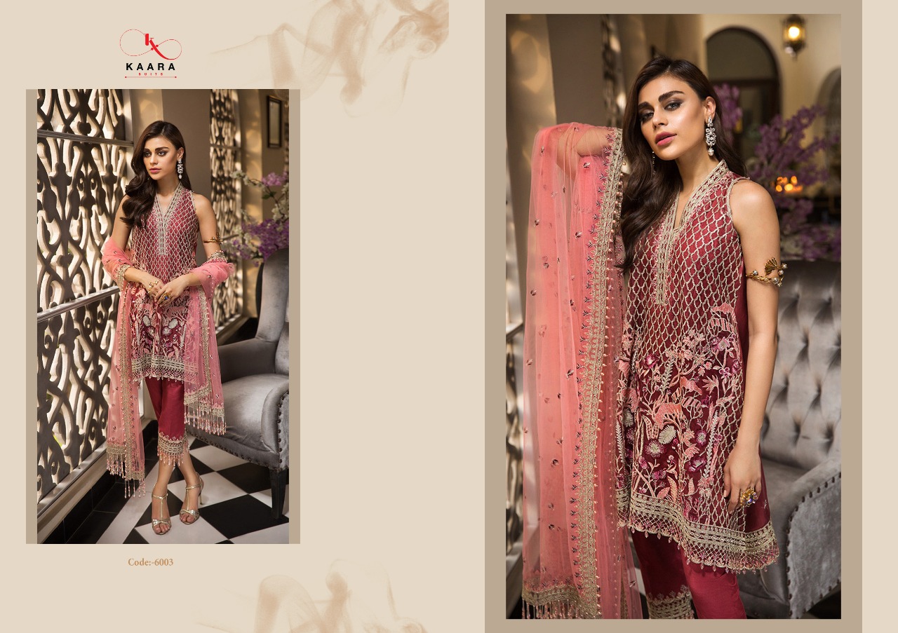 Anaya By Kaara Suit 6001 To 6005 Series Designer Pakistani Suits Colorful Stylish Fancy Beautiful Collection Casual Wear & Ethnic Wear Georgette Embroidered Dresses At Wholesale Price