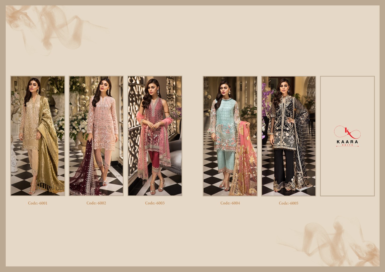 Anaya By Kaara Suit 6001 To 6005 Series Designer Pakistani Suits Colorful Stylish Fancy Beautiful Collection Casual Wear & Ethnic Wear Georgette Embroidered Dresses At Wholesale Price