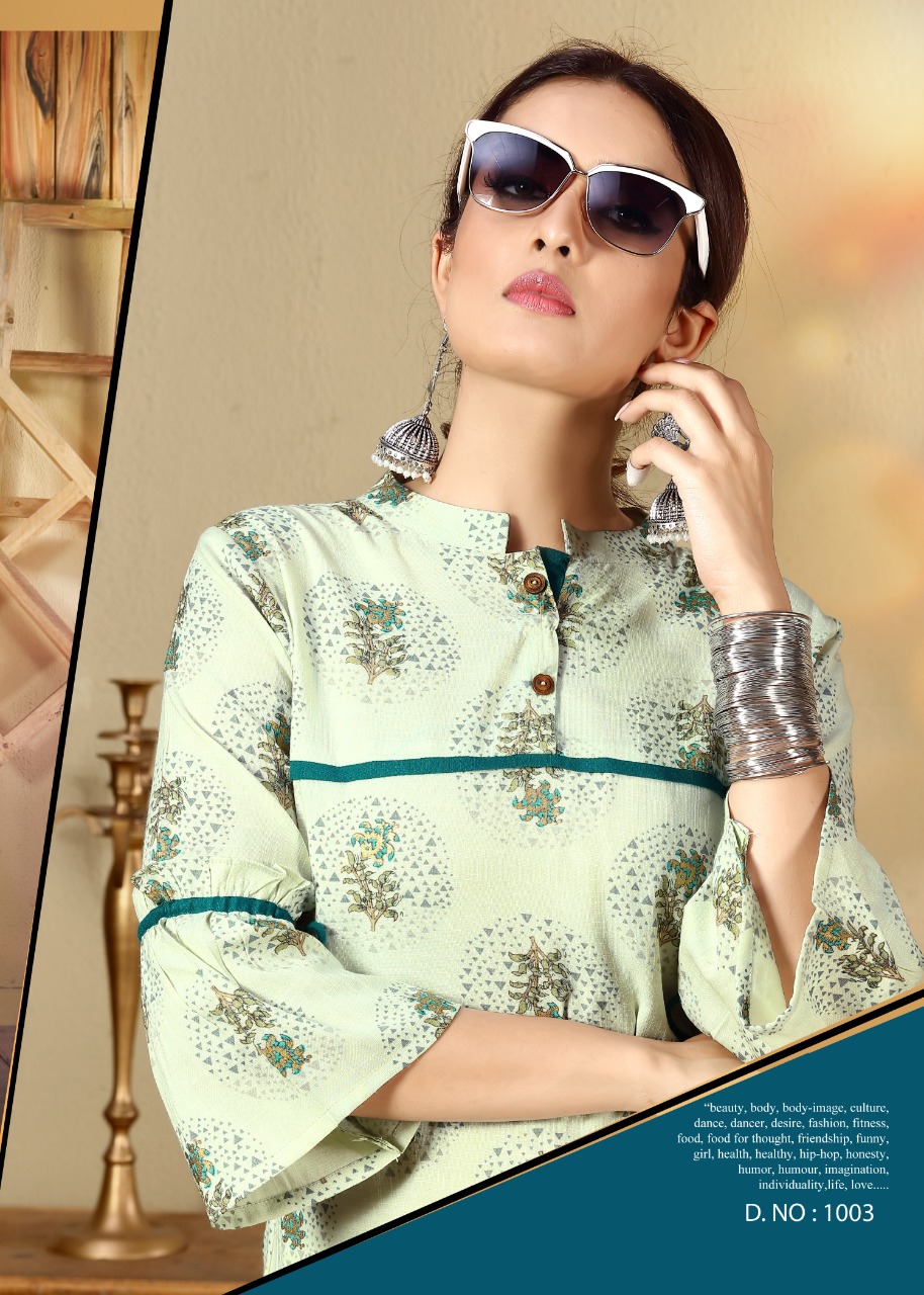 Angel Look By Ayush Fashion 1001 To 1004 Series Beautiful Colorful Stylish Fancy Casual Wear & Ethnic Wear & Ready To Wear Rayon Printed Kurtis At Wholesale Price