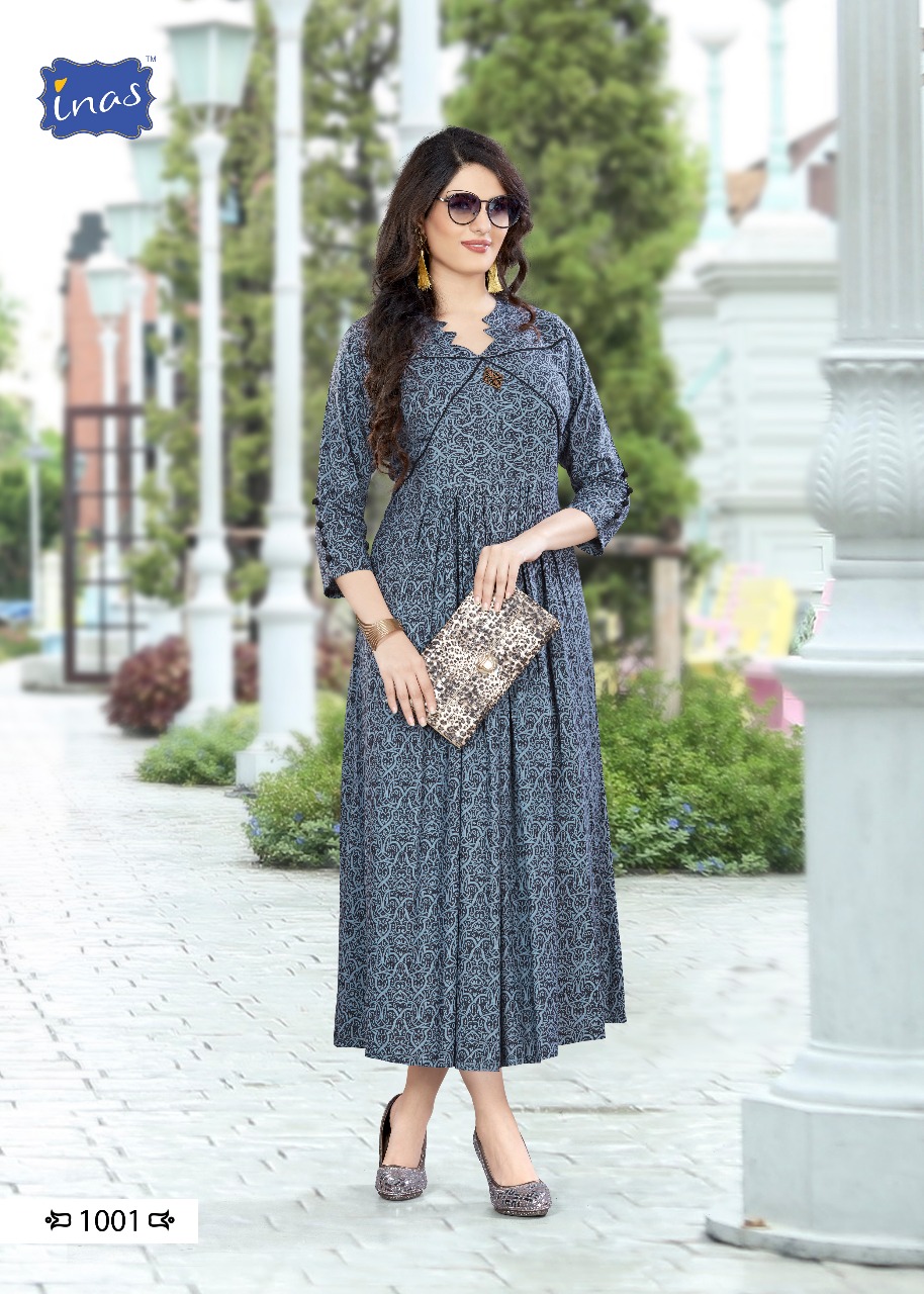 Anika By Inas 1001 To 1008 Series Beautiful Colorful Stylish Fancy Casual Wear & Ethnic Wear & Ready To Wear Heavy Rayon Printed Kurtis At Wholesale Price