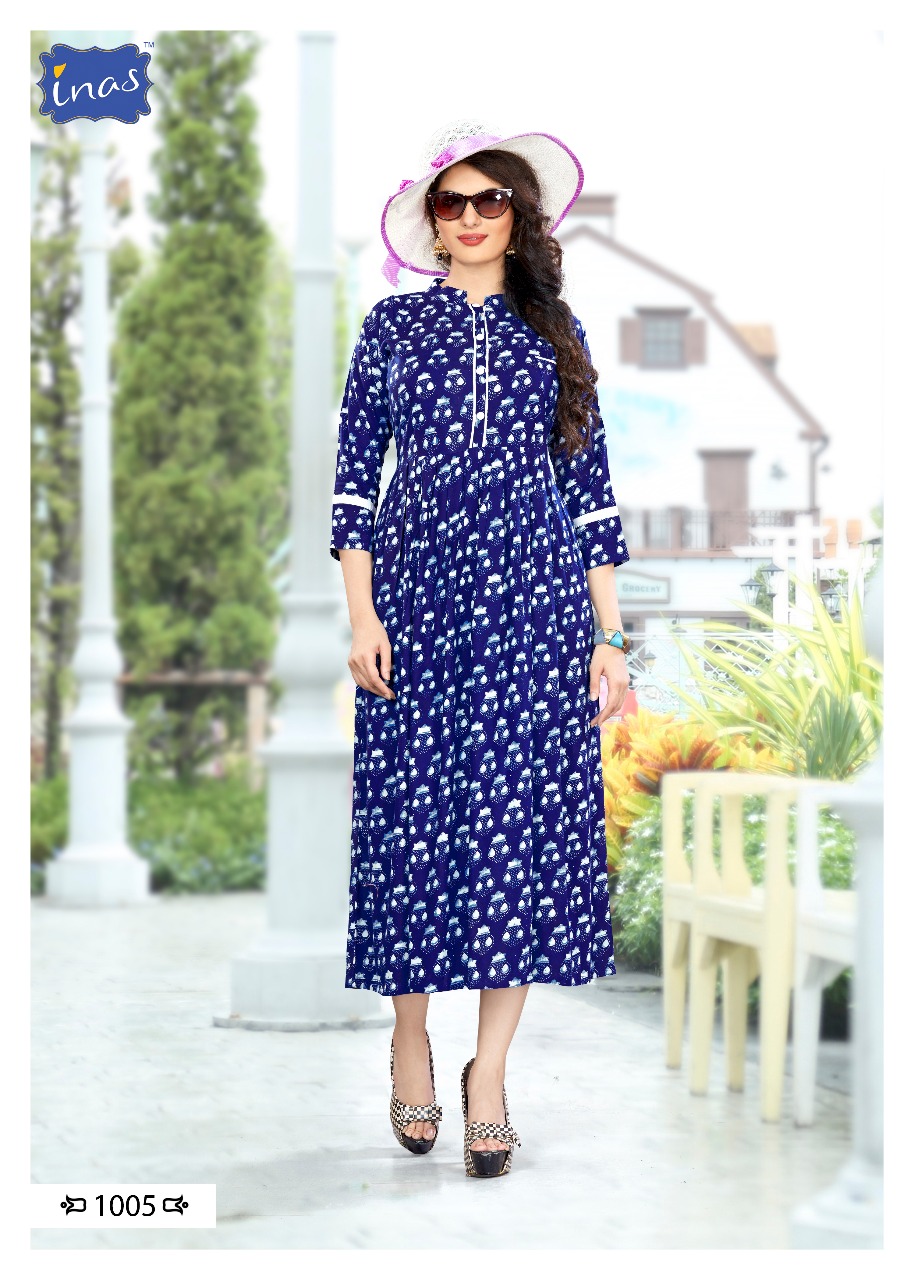 Anika By Inas 1001 To 1008 Series Beautiful Colorful Stylish Fancy Casual Wear & Ethnic Wear & Ready To Wear Heavy Rayon Printed Kurtis At Wholesale Price
