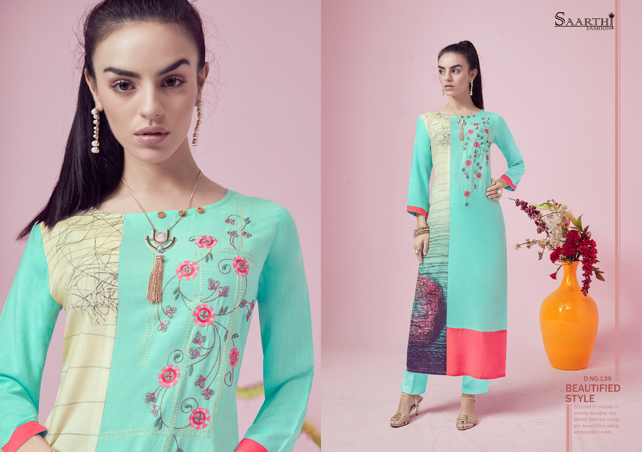 Animi By Saarthi Fashion 139 To 148 Series Beautiful Stylish Fancy Colorful Ethnic Wear & Ready To Wear & Casual Wear Rayon Slub Kurtis At Wholesale Price