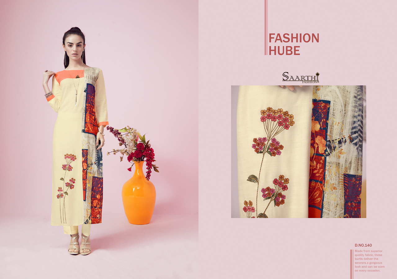 Animi By Saarthi Fashion 139 To 148 Series Beautiful Stylish Fancy Colorful Ethnic Wear & Ready To Wear & Casual Wear Rayon Slub Kurtis At Wholesale Price