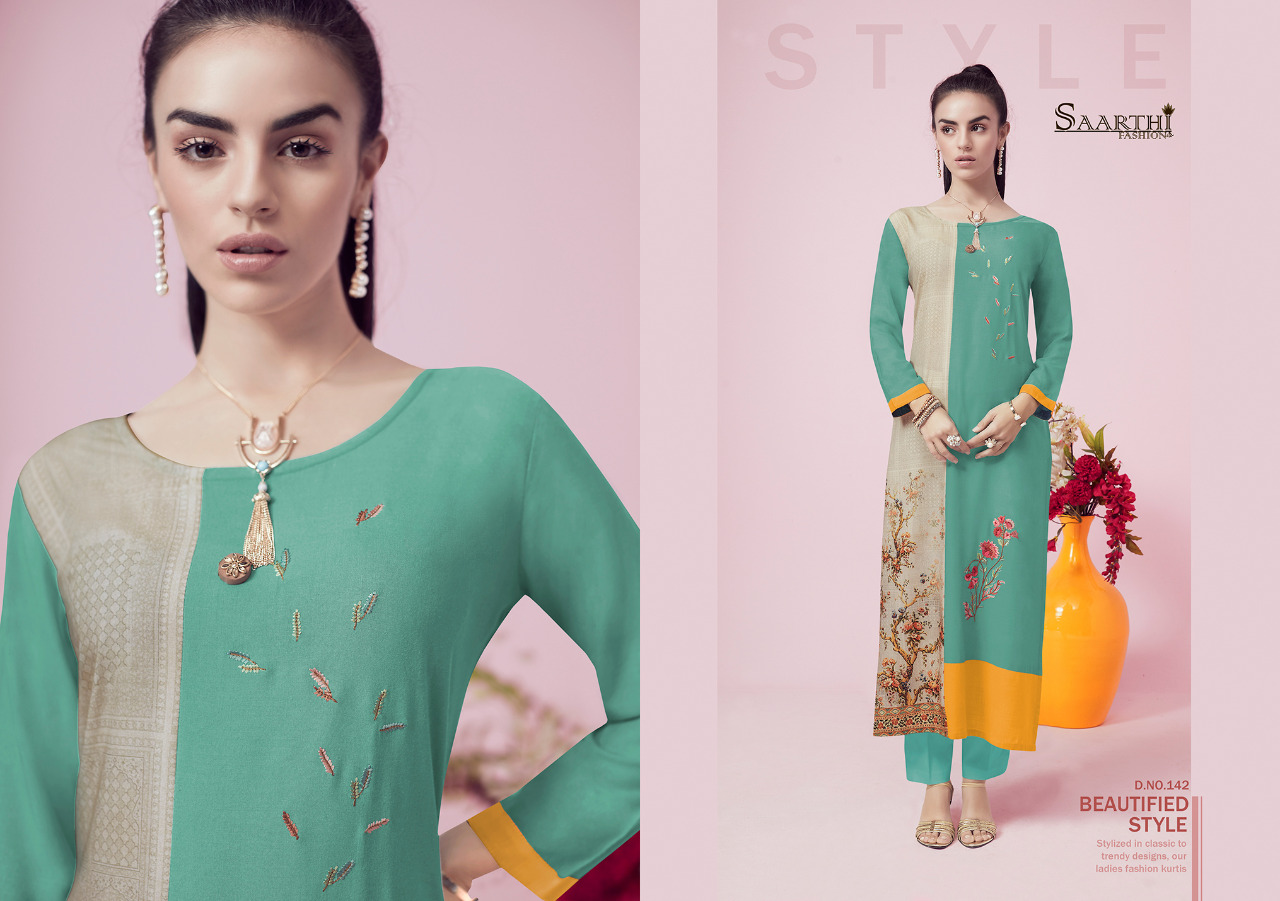 Animi By Saarthi Fashion 139 To 148 Series Beautiful Stylish Fancy Colorful Ethnic Wear & Ready To Wear & Casual Wear Rayon Slub Kurtis At Wholesale Price