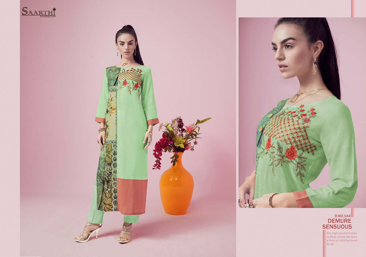 Animi By Saarthi Fashion 139 To 148 Series Beautiful Stylish Fancy Colorful Ethnic Wear & Ready To Wear & Casual Wear Rayon Slub Kurtis At Wholesale Price