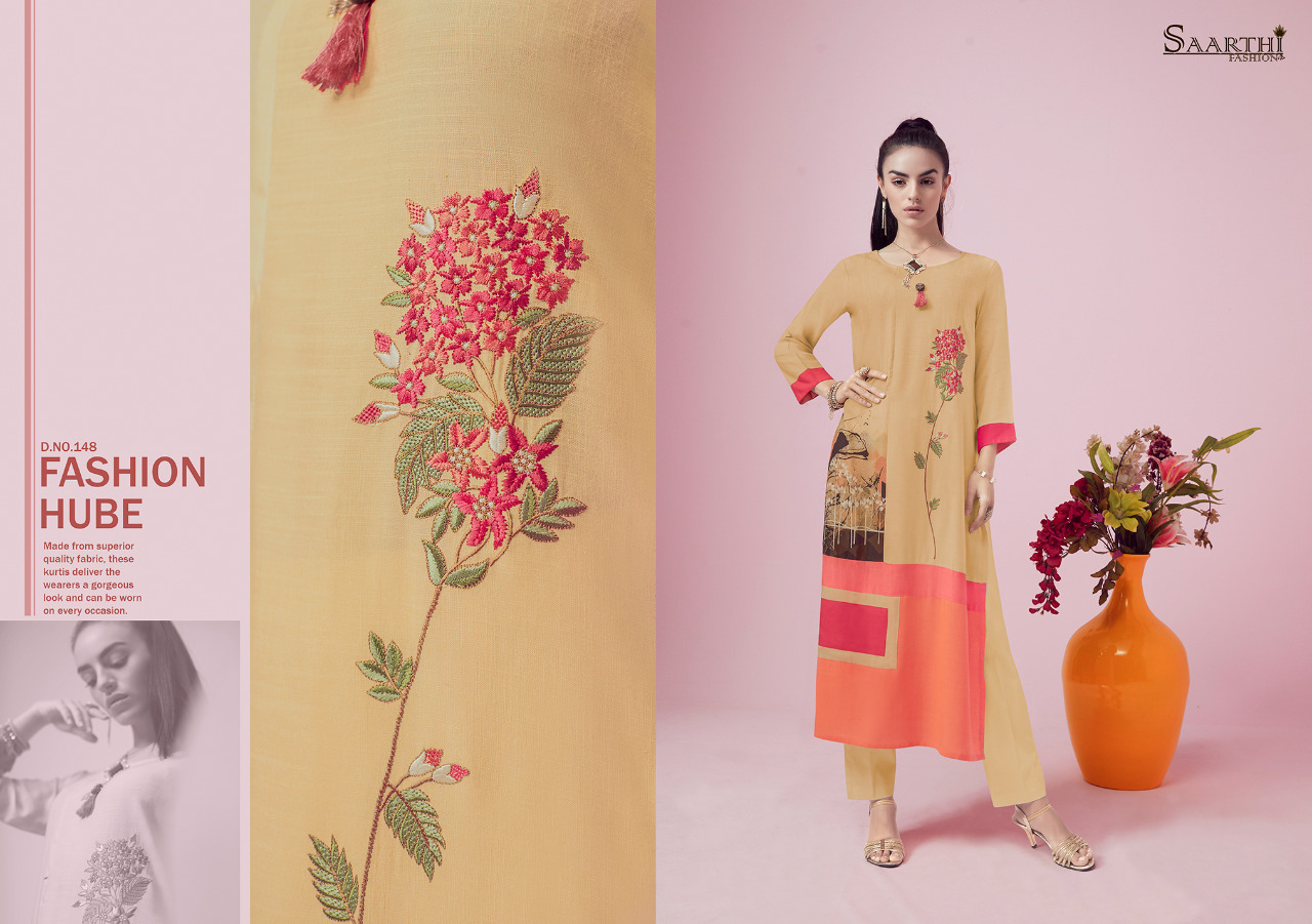 Animi By Saarthi Fashion 139 To 148 Series Beautiful Stylish Fancy Colorful Ethnic Wear & Ready To Wear & Casual Wear Rayon Slub Kurtis At Wholesale Price