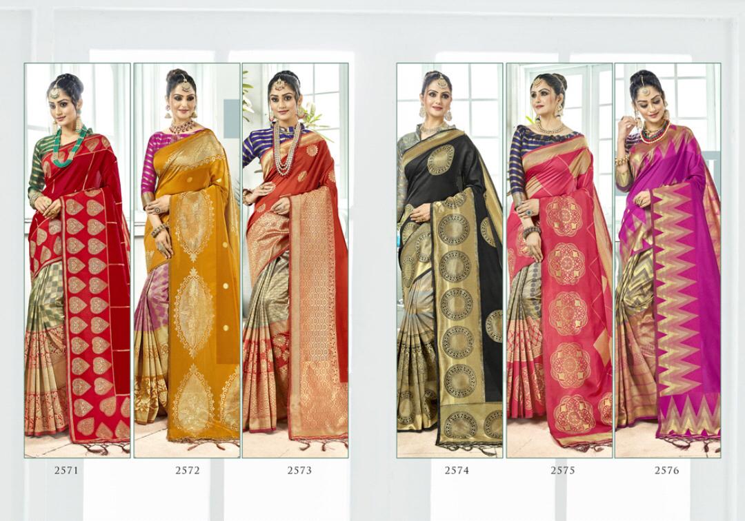 Anisha Silk By Vaamika Fashion 2571 To 2576 Series Designer Beautiful Wedding Collection Colorful Fancy Party Wear & Occasional Wear Silk Sarees At Wholesale Price