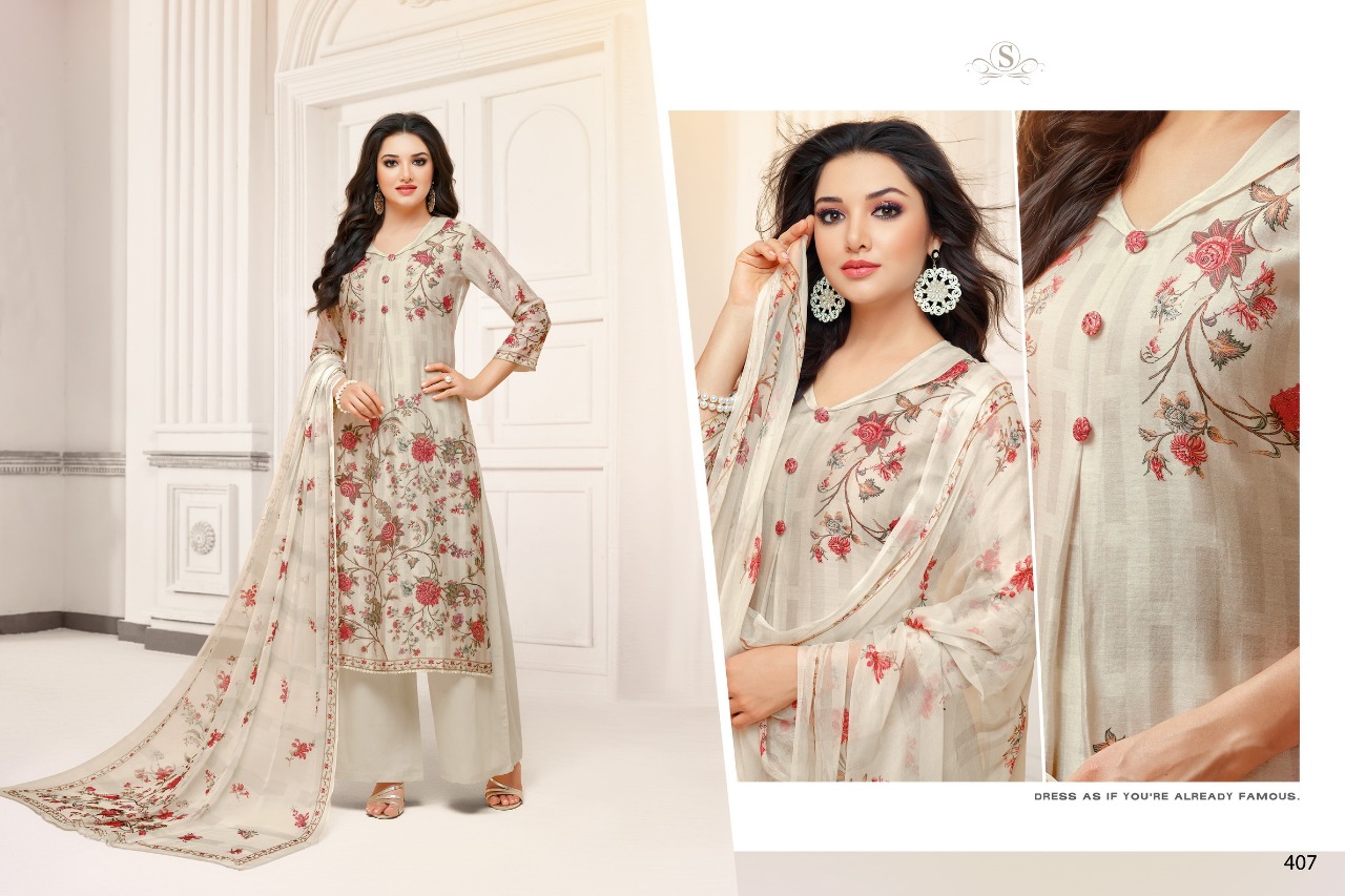 Anjelika By Smaira Fashion 405 To 413 Series Designer Suits Beautiful Stylish Fancy Colorful Party Wear & Ethnic Wear Pure Cambric Cotton Digital Print With Heavy Diamond Dresses At Wholesale Price