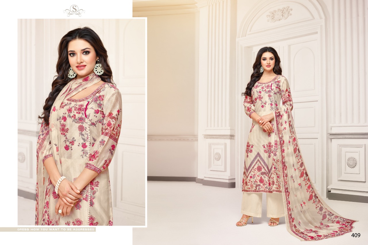 Anjelika By Smaira Fashion 405 To 413 Series Designer Suits Beautiful Stylish Fancy Colorful Party Wear & Ethnic Wear Pure Cambric Cotton Digital Print With Heavy Diamond Dresses At Wholesale Price