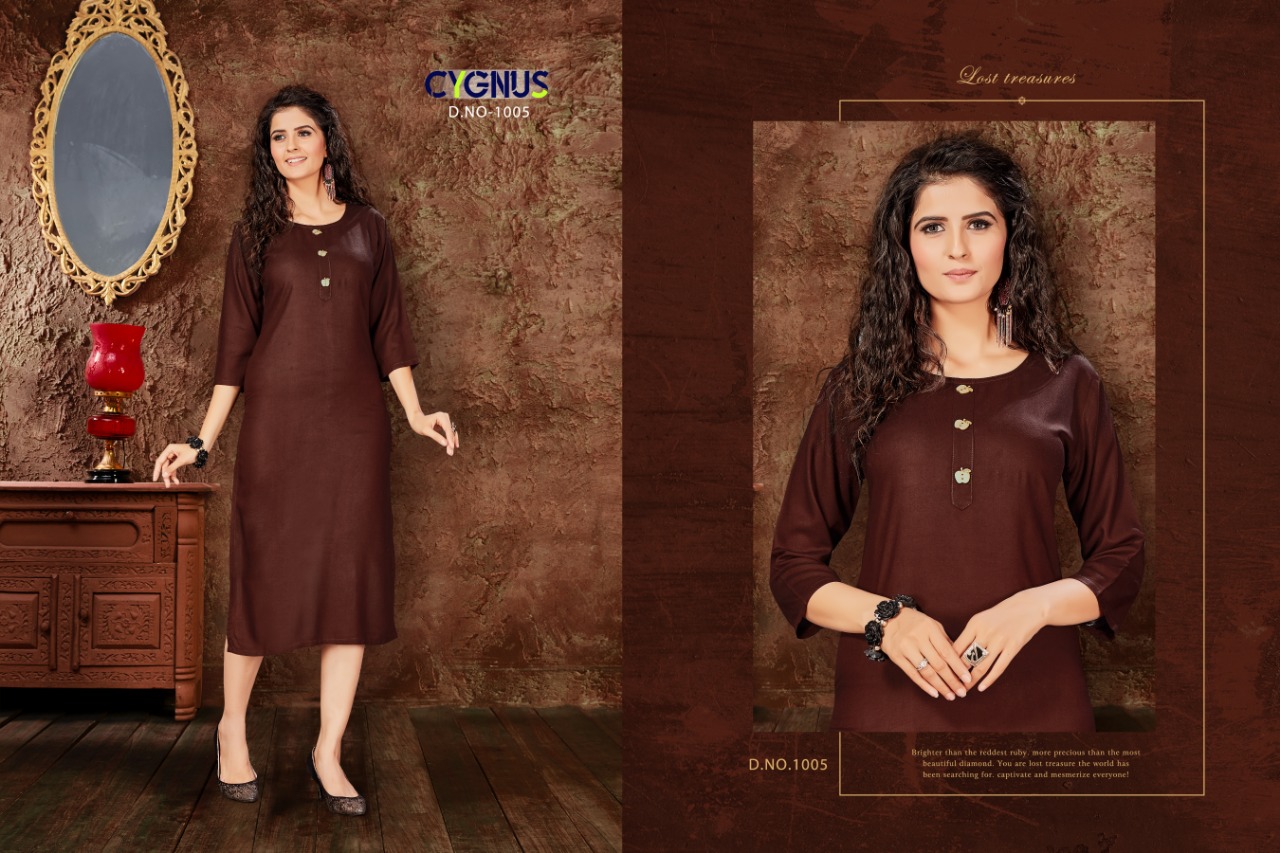 Anjoo By Cygnus 1001 To 1008 Series Beautiful Colorful Stylish Fancy Casual Wear & Ethnic Wear & Ready To Wear Rayon Print Kurtis At Wholesale Price