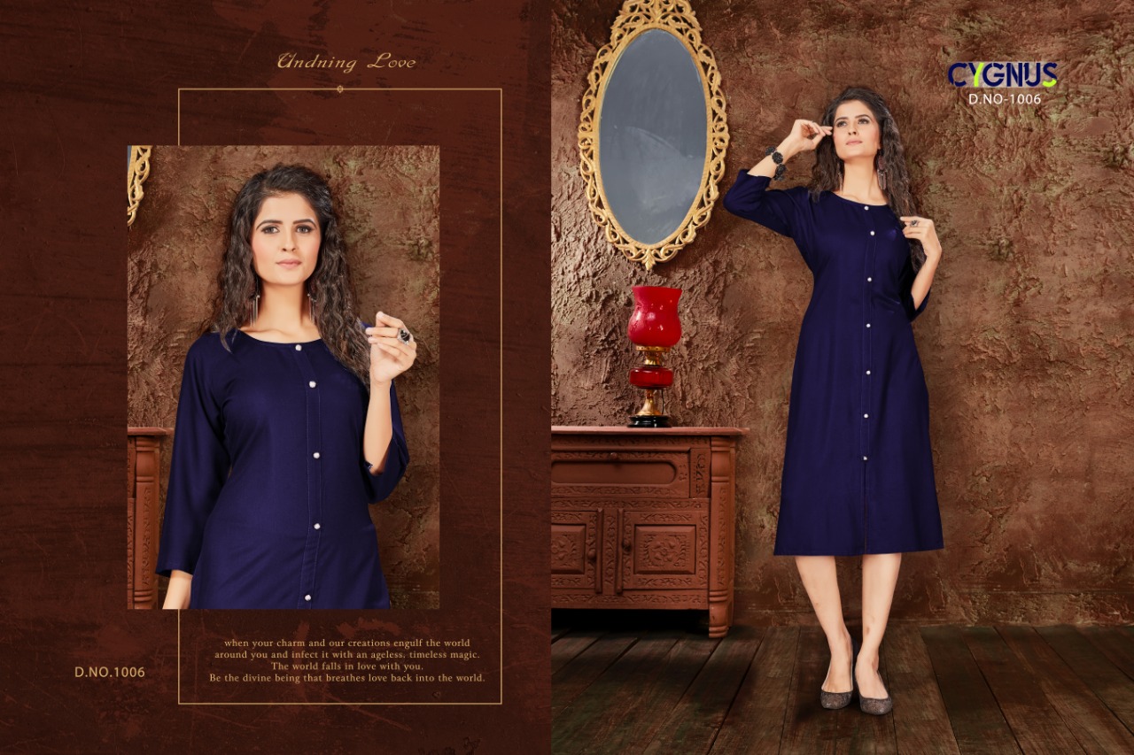 Anjoo By Cygnus 1001 To 1008 Series Beautiful Colorful Stylish Fancy Casual Wear & Ethnic Wear & Ready To Wear Rayon Print Kurtis At Wholesale Price