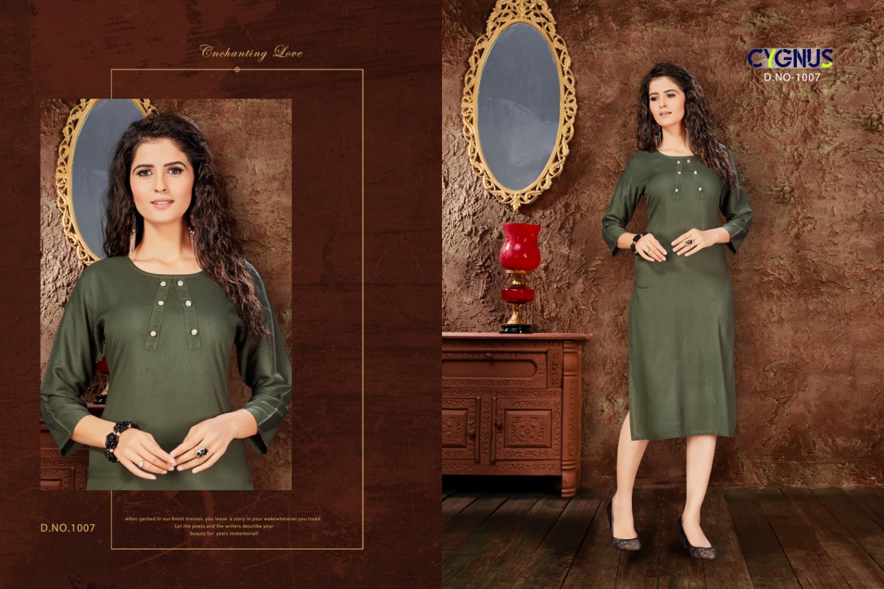 Anjoo By Cygnus 1001 To 1008 Series Beautiful Colorful Stylish Fancy Casual Wear & Ethnic Wear & Ready To Wear Rayon Print Kurtis At Wholesale Price