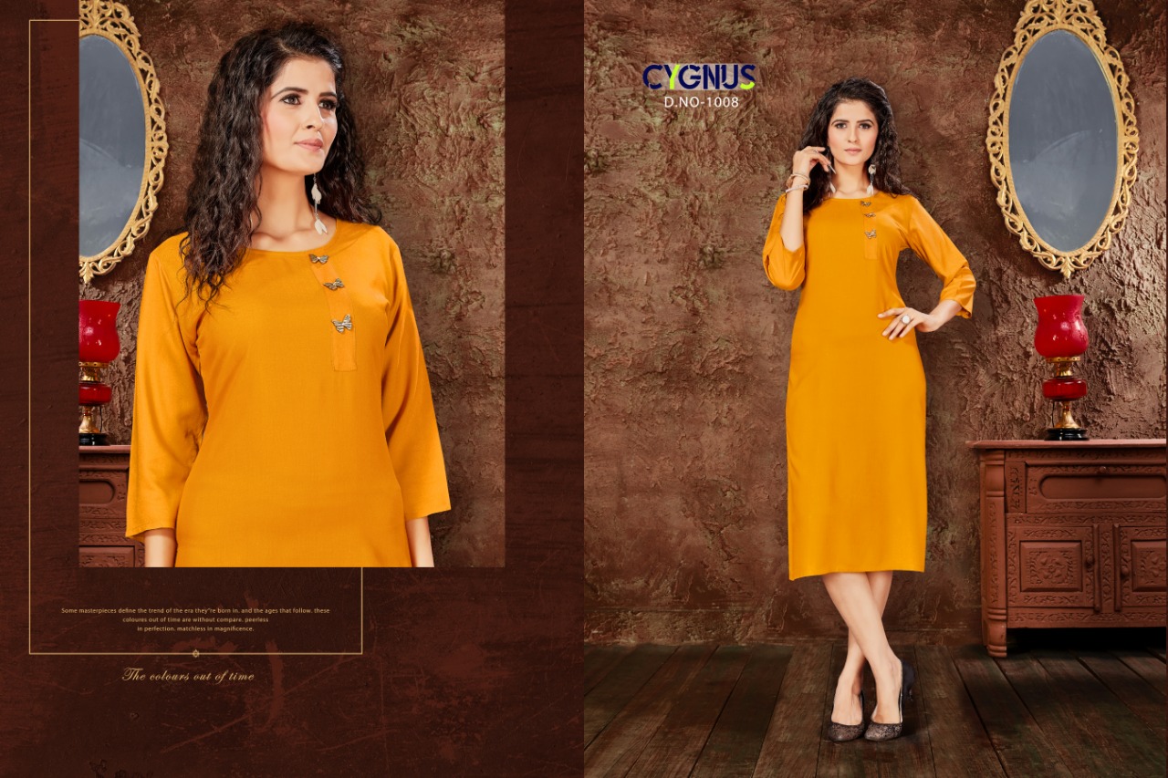 Anjoo By Cygnus 1001 To 1008 Series Beautiful Colorful Stylish Fancy Casual Wear & Ethnic Wear & Ready To Wear Rayon Print Kurtis At Wholesale Price
