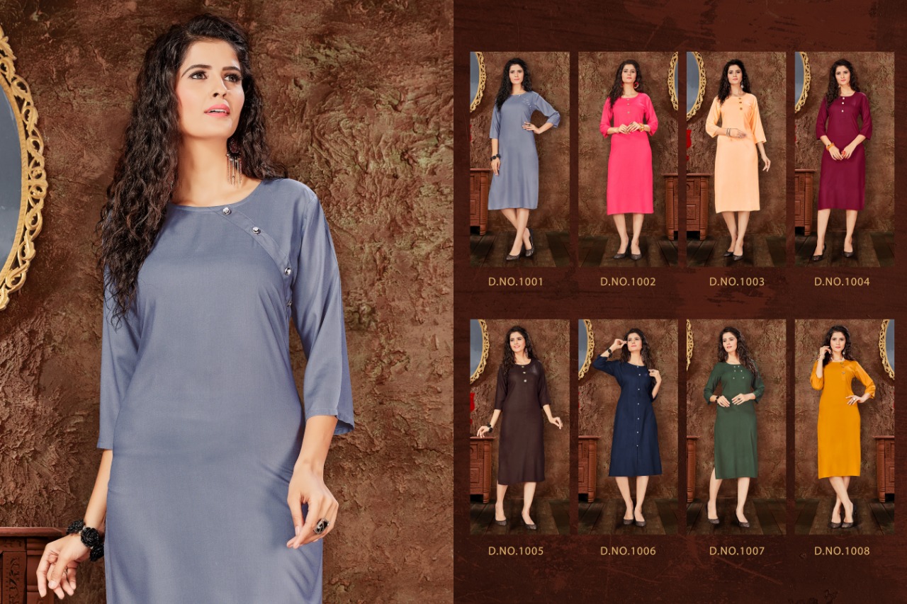 Anjoo By Cygnus 1001 To 1008 Series Beautiful Colorful Stylish Fancy Casual Wear & Ethnic Wear & Ready To Wear Rayon Print Kurtis At Wholesale Price