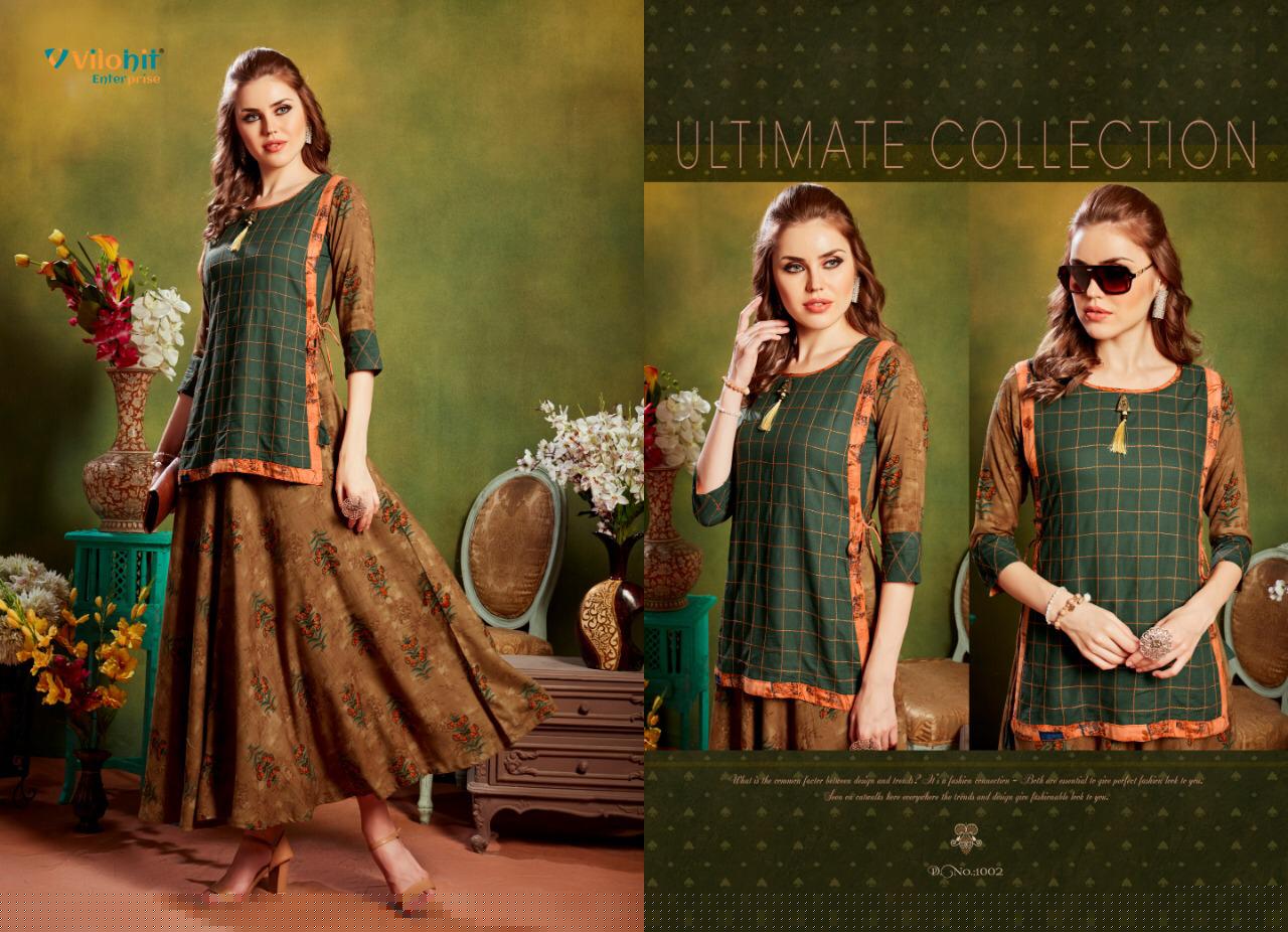Ankita Vol-1 By Vilohit Enterprise 001 To 1006 Series Indian Traditional Wear Collection Beautiful Stylish Fancy Colorful Party Wear & Occasional Wear Heavy Rayon Printed Kurtis At Wholesale Price
