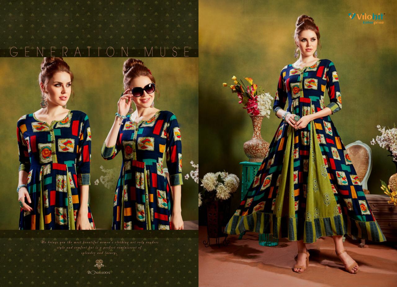 Ankita Vol-1 By Vilohit Enterprise 001 To 1006 Series Indian Traditional Wear Collection Beautiful Stylish Fancy Colorful Party Wear & Occasional Wear Heavy Rayon Printed Kurtis At Wholesale Price